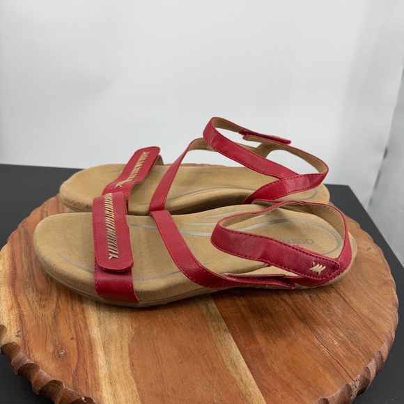 AETREX Gabby Adjustable Red leather strappy Sandals Size 41 US 10 - Picture 4 of 7